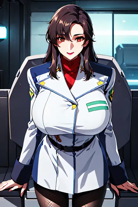 Breasts hidden in a uniform,Bare legs,fishnet tights,faceの表情は作品に非常に重要なのでもっと繊細に描いて下さい,The skin on the jacket is hidden by the uniform,That's enough for me,Very important at work is in a dynamic pose, faceは作品に必要なのでトリミングしないでください,The work is wonderful、Bei...