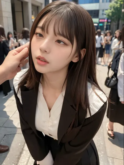 Vibrator prank on live TV,announcerの女性,Leaned forward.,(She closes her eyes),She yawns,　many people around々、Hand holding a pink remote control out of frame,She wants me to stop using my vibrator,Look here and plead、Embarrassed face、She puts her hands on he...