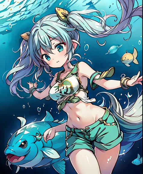 ( masterpiece、 top quality、 top quality、Official Art、  beautiful and beautiful  :1.2)、(one girl:1.3)  Hatsune Miku、Pale Green Twintails, beautiful breasts, T-SHIRT、shorts,(T-SHIRTにプリントされた"「Printed on SeaArt 2nd Anniversary」"),T-SHIRTを着た女性 ,18 year old girl...