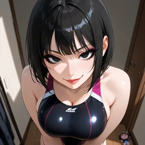 Score_9, score_8_up, score_7_up,
Diagonal above view,
Best quality, animated Images, high resolution, masterpiece,
Super beautiful girl, looks like a intimidating dominatrix, evil smile, condescending gaze, charm with gaze, staring at the viewer, long fals...