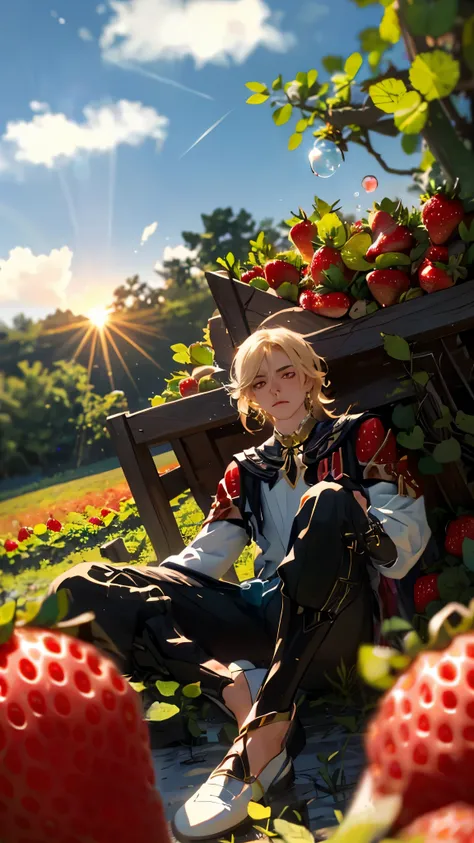 art by Cornflower, dreamy
(a young man who has beautiful detailed eyes. The depth of field in the photo was perfect, and the lens flare added a nice touch. The finely detailed features of her face really stood out, and the score for this photo was definite...