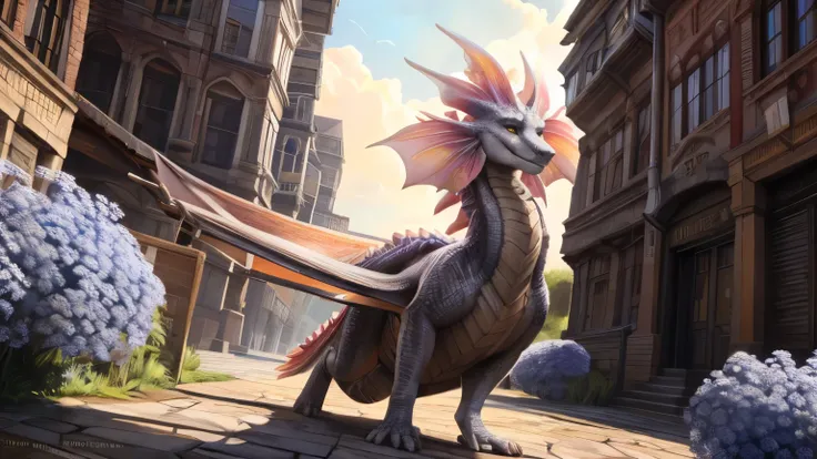 (uploaded on e621), safe pos, ((solo)),(feral,Mizutsune, (western dragon, winged dragon)), ambiguous gender, yellow eyes, posing, anthro, (cold war, urban), ((masterpiece)), 4k, 2k, absurd res, detailed background, complex background, (intricate:0.9), (hig...