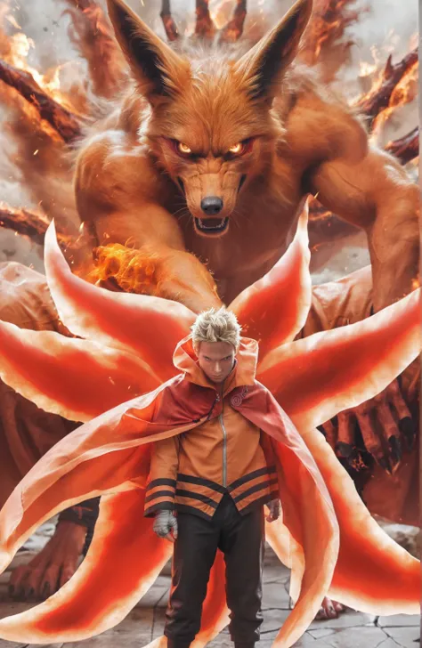 score_9, score_8_up, score_7_up, source_anime, detailed, wallpaper, beautiful details, naruto uzumaki, 1boy, asian, man 27s, realistic male warrior, short blonde hair, serious facial expression, wearing orange futuristic jacket with black patterns, dark pa...