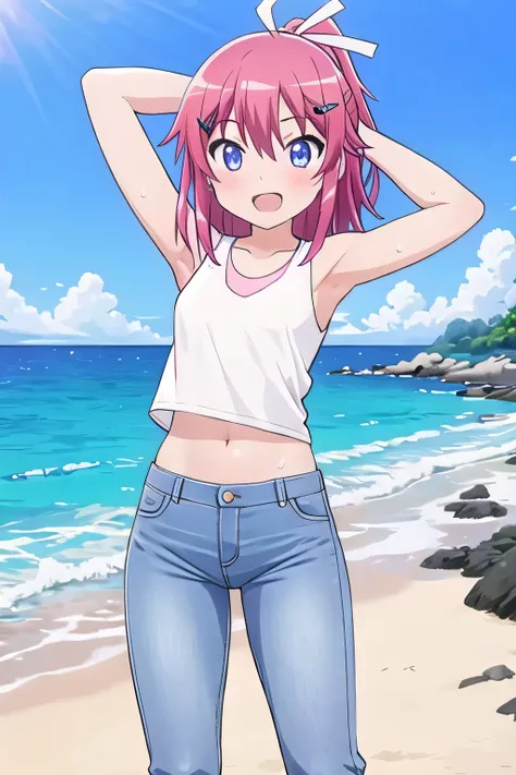 masterpiece, best quality, ultra detail, ((Perfect Face, perfect eyes, perfect hair, perfect arm)), 1girl, o, petite, ((round face, ecstasy, orgasm face, drooping eyes, shame smiling, blush)), dropping eyes, sleepy, Open mouth, ((White teeth)), background(...