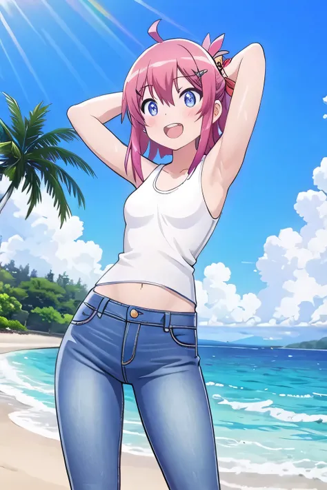 masterpiece, best quality, ultra detail, ((Perfect Face, perfect eyes, perfect hair, perfect arm)), 1girl, o, petite, ((round face, ecstasy, orgasm face, drooping eyes, shame smiling, blush)), dropping eyes, sleepy, Open mouth, ((White teeth)), background(...