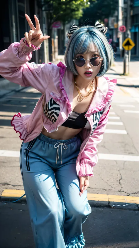 ((low angle))
1girl, solo, beautiful face, ((hazel eyes)), ((flipped-out bob cut)), ((light blue hair:1.2)), ((fashion lighting)), soft lighting, realistic skin texture that shows through the whole body, smooth skin, perfect lighting, well-drawn hands, rea...