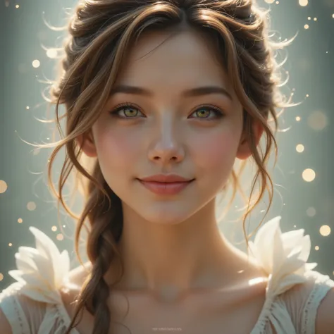A beautiful woman who smiles innocently