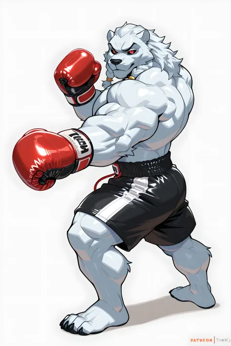 high quality, detailed, solo, 1boy, full body, correct anatomy, ThokkIN, furry, anthro, masculine, tough face, detailed face, detailed glowing eyes, black sclera, orange pupils, very muscular, athletic body, broad shoulders, thick arms, stern face, (gliste...