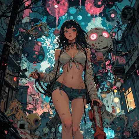 30-year-old woman、axを振り下ろす、 Friday the 13th 、Jason Helmet、murderer、Big Breasts、cleavage、Hami Breasts、night、闇night、Destruction、High leg of fluorescence、fear、、Halo、ax、greatest masterpiece、top quality、anatomically accurate、anatomically accurateな女性、anatomicall...