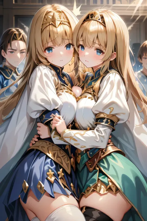 ( manga 、anime、story)、( masterpiece 、 top quality、 super high resolution )、( perfect face 、 facial beauty、 Beautiful Eyes )、( shout、 resists 、 white line on the uniform is embarrassing )、sweat、 Big Breasts 、 indivual ...