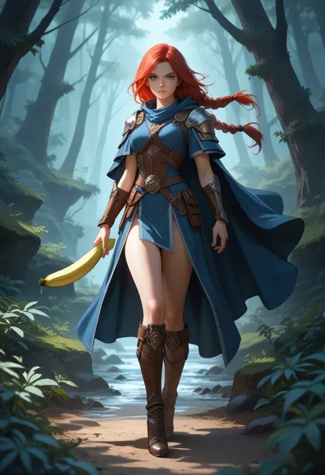 score_9, score_8_up, score_7_up, score_6_up, score_5_up, score_4_up, fantasy art, RPG art, Dark fantasy art, ultra wide shot, RAW, photorealistic, a portrait picture of female human ranger, the ranger, an exquisite beautiful human woman, long red hair, br...