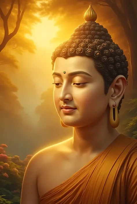 ရွှေရောင်တောက်ပနေသော မြန်မာ manly peaceful face of buddha