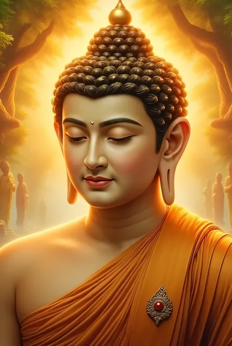 ရွှေရောင်တောက်ပနေသော မြန်မာ manly peaceful face of buddha blessing