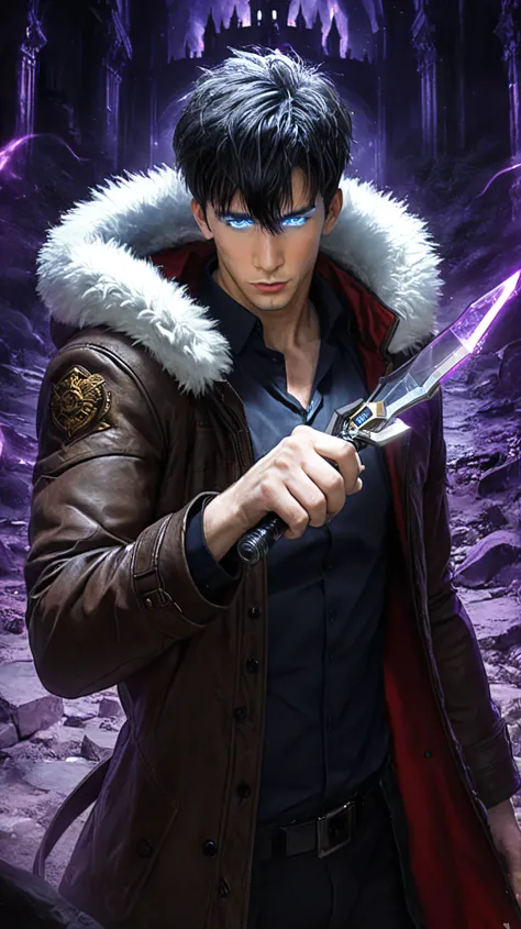 A Sexy Japanese man with glowing blue eyes. best quality, 4K, high resolution, masterpiece, ultra-detailed, realistic, photorealistic, photo-realistic, HDR, UHD, studio lighting, ultra-fine
