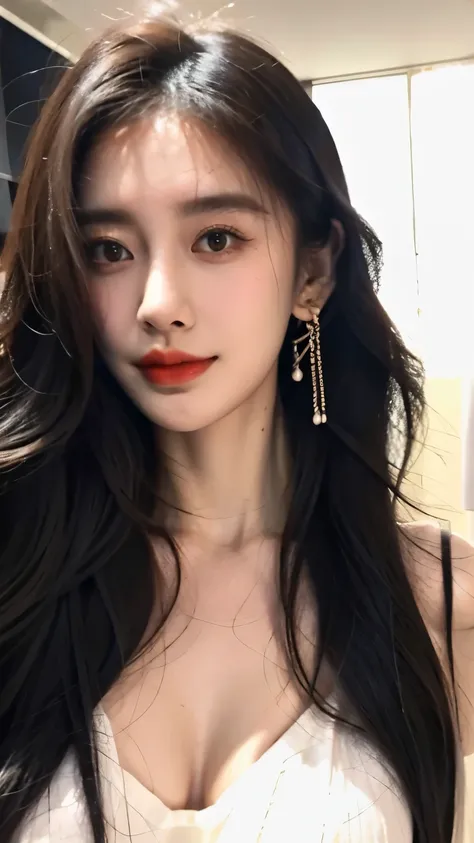 Ultra HD resolution,artistic photos,21year girl,earrings,long hair,Cold white skin,E cup,show out ,messy hair , messy hair ,Ruddy face,dress less ,露出乳晕