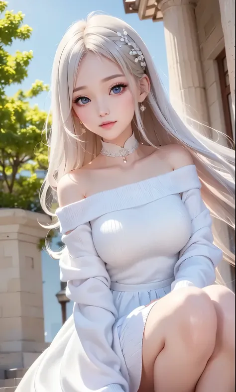 there is a woman in a white dress, artwork in the style of Gwaiz, Gwaiz on pixiv artstation, Gwaiz on artstation pixiv, Gwaiz, Fantasy Art Style, Gwaiz masterpiece, Beautiful and Elegant Queen , drawing beautiful characters, Detailed Digital Anime Art, ...