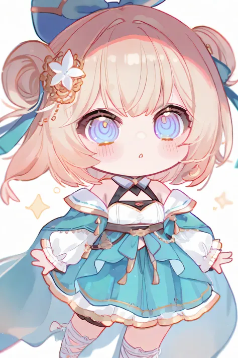 chibi, super deformed, (cute girl:1.1), big eyes, simple clothes, white background, high quality