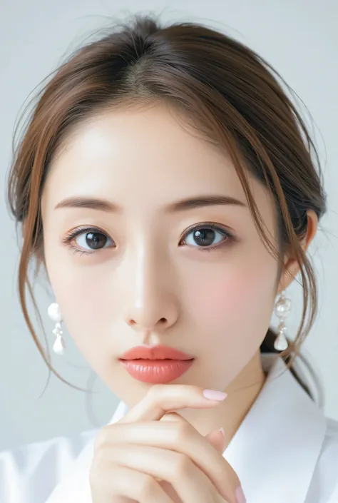 solo, Sexy and Excited Smile,kind, intellectual、( shiny skin:1.05),(cross your legs:1.2),(Skindentation:1.15),realistic, masterpiece, top quality, high resolution, absurd, (perfect face:1.1),top quality,Photorealistic beautiful doctor,Doctor in white coat...