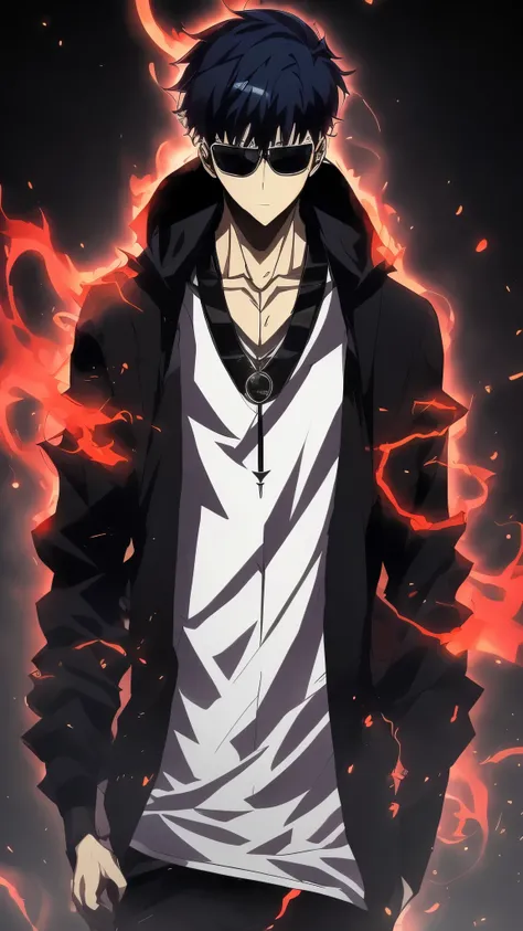 The highly detailed action character blister packaging design features a solo male anime character inspired by Kaneki Ken from Tokyo Ghoul, the full-body character at the center. He has short messy black hair, bright red eyes, pale skin, a black hooded jac...