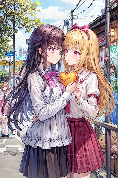 Lovey-dovey、 flirting、、romantic comedy、Oxytocin、carp、 coral in the role of a girl、 Kindness 、caress、floating heart、heart in the eye、