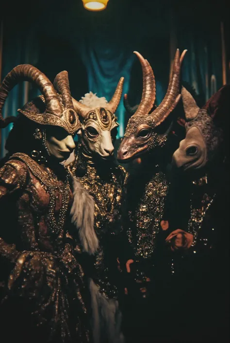 hybrid snake mafiosa in disguise , hybrid sheep in costume , hybrid reptile in costume , hybrid rhinoceros in disguise and witch in disguise