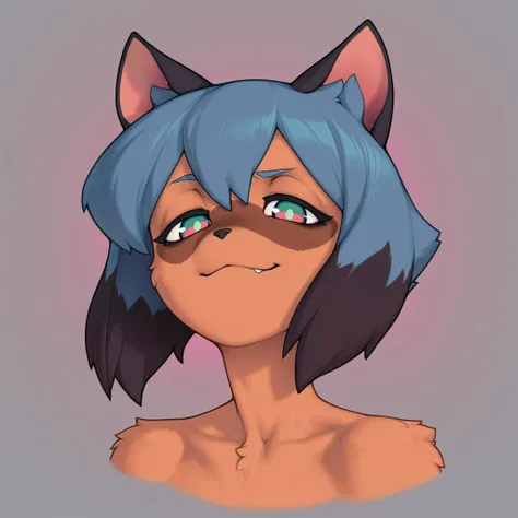 masterpiece, best quality, amazing quality, very aesthetic, high resolution, ultra-detailed, absurdres, newest, furry, body fur, fluffy fur, Michiru Kagemori from brand new animal, head only, animal ears, smug, looking at viewer, solo, relaxed, colored, sn...