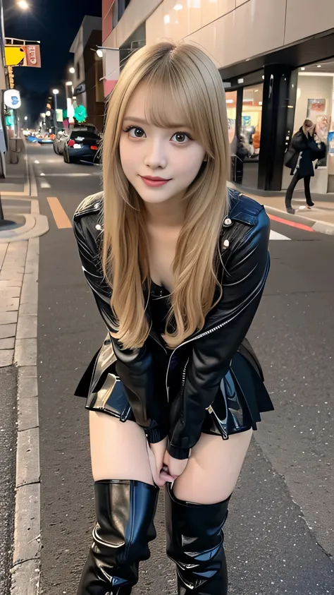 large breast, (waist with your hands), full body photo, she is in a street, (standing), one girl, ((High resolution)), blonde hair, Light Hair Color, sexy, Beautiful eyelashes ,High resolution ,Zoom out ,20-year-old ,((Highest quality)) ,((Very detailed)),...