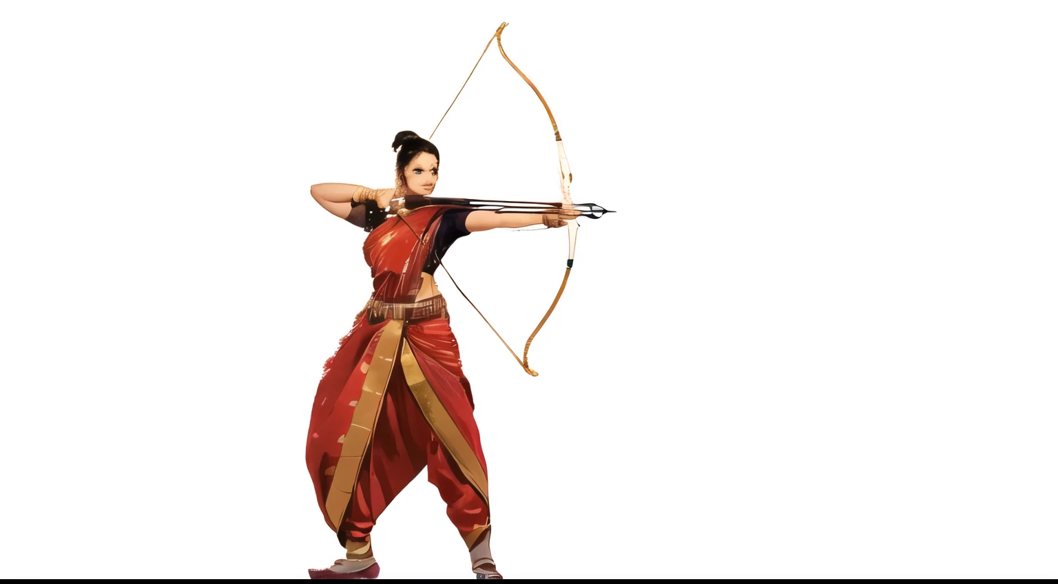 arafed woman in a red outfit holding a bow and arrow, woman holding recurve bow, with bow and arrow, holding bow and arrow, heroic shooting bow pose, female archer, holding a bow and arrow, aiming a bow and arrow, wielding a bow, a beautiful woman warrior,...