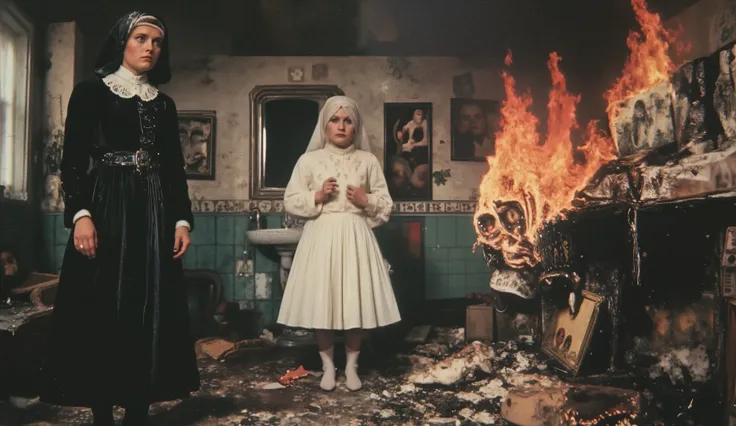 FILM (1929) dirigida por Luis Buñuel. A nun burns artwork in an old toilet.