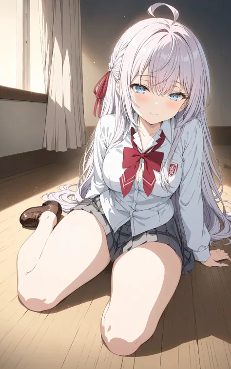 Aria, correct anatomy,  School Form, Beautiful Eyes,  more details, very detailed, Atmospheric lighting, High Quality, masterpiece, high resolution, 