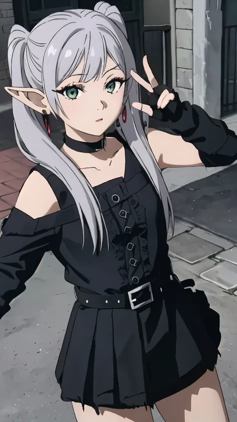 ((highest quality)),((Very detailed)),masterpiece,Absurd,Detailed face,Beautiful Face,(Fine grain, small_Eye light, Deep Eyes),One girl((Dynamic pose)),  Freezing, Pointed Ears, alone, Fairy, Earrings, jewelry, Green Eyes, Long Hair, twin tails, (dynamic s...
