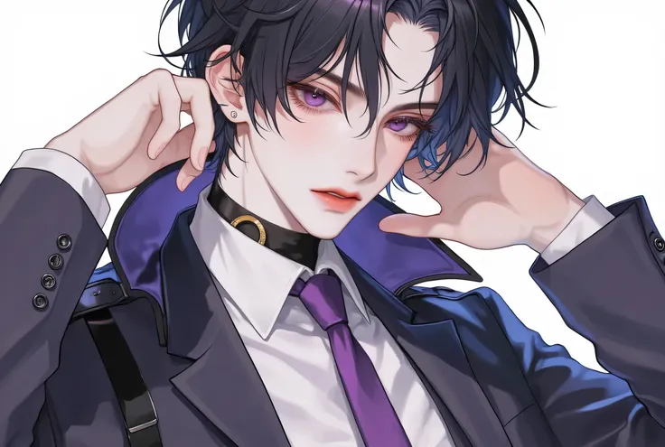 2D、anime、Kpop holiday 、Take a selfie、オシャレでクールなMen&#39;s少年のモデル、A beautiful, young, beautiful、, including emotional expressions such as dizziness、bisexual 、cool、 black hair color 、Short Hair、 arranged hair 、Handsome Hair、Xiaoyan、white skin、 neutral face 、Men...