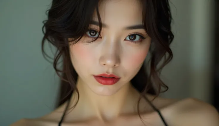VIETNAMESE GIRL WITH PRETTY RED LIPS IN 2-STRING DRESS, NGỰC TO