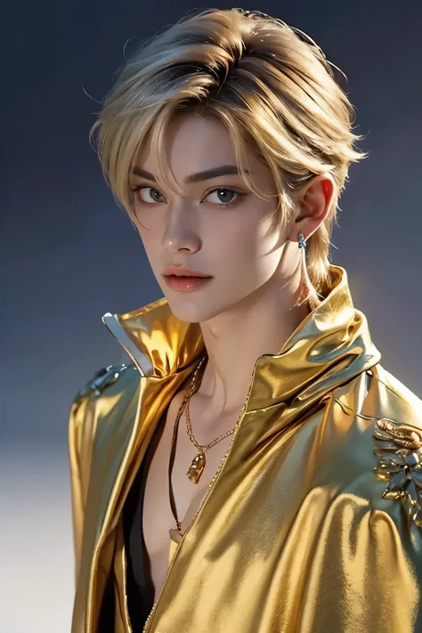 Prince Hanging Eyed with a very big golden eye((The blond prince with golden hanging eyes))A beautiful man with a very thin, smooth chin((Gold mullet hairstyle with bangs))Is Prince Smirk the most beautiful boy((A very, very large golden hanging eye))Look ...