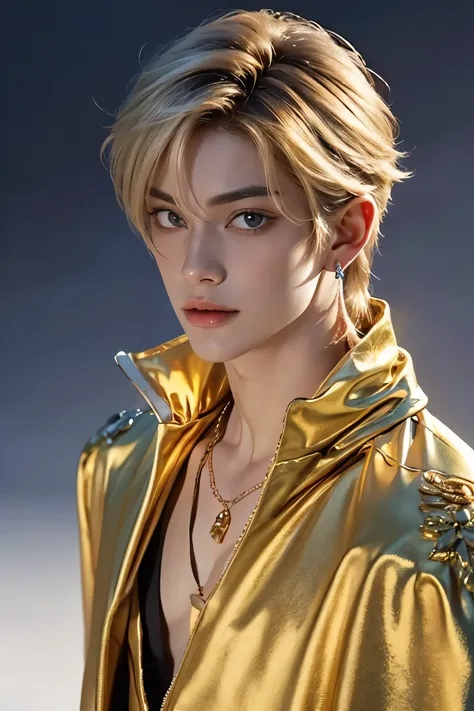Prince Hanging Eyed with a very big golden eye((The blond prince with golden hanging eyes))A beautiful man with a very thin, smooth chin((Gold mullet hairstyle with bangs))Is Prince Smirk the most beautiful boy((A very, very large golden hanging eye))Look ...