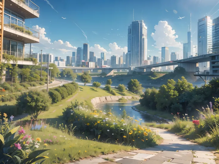 A fascinating landscape of a modern city, in which vegetation is rarely planted