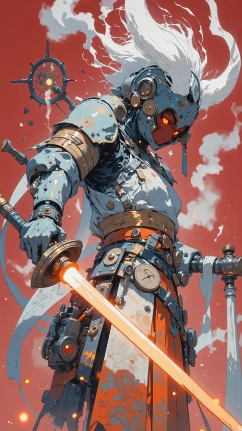 vintage 1603 black and white photo, A little blurry, scratched , Old age, Torn Edge, teeth、depicting a fully mechanical, highly detailed humanoid robot body, has no human characteristics, traditional and traditional Inspired by futuristic aesthetics,. rob...