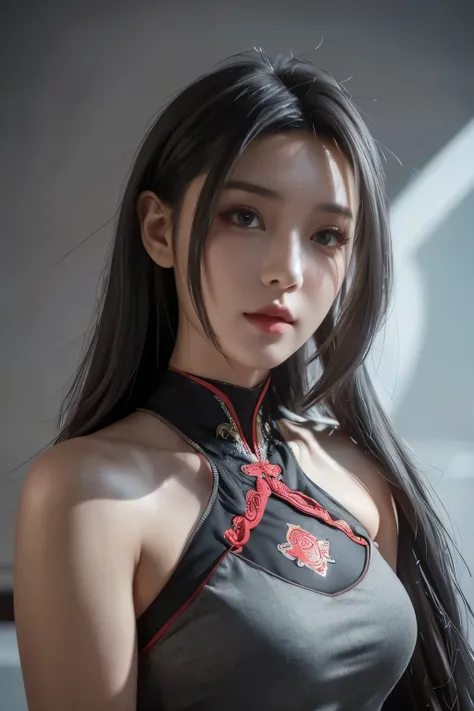 Masterpiece,Game art,The best picture quality,Highest resolution,8K,(Portrait),Unreal Engine 5 rendering works,(Digital Photography),((Portrait Feature:1.5)),
20 year old girl,Short hair details,With long bangs,(The red eye makeup is very meticulous),(With...