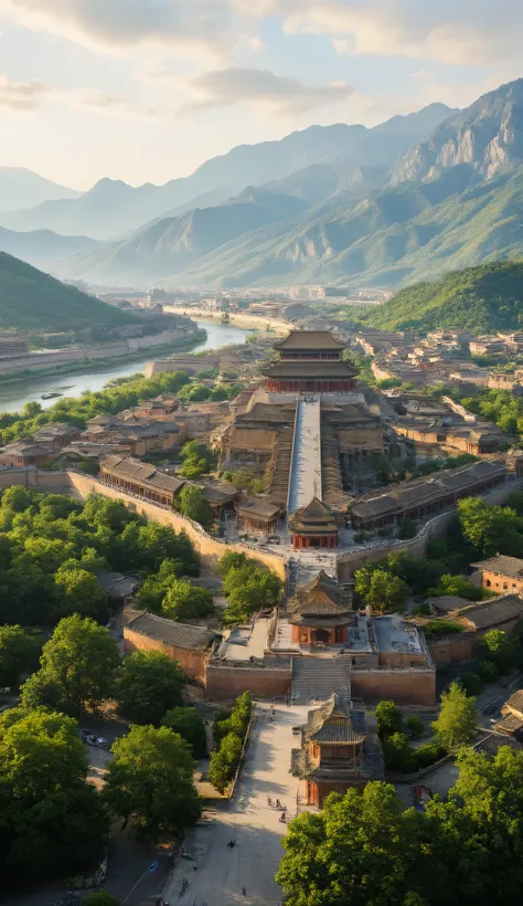 The、Ancient Xi'an、ロス・トランの写真です♪絵のように美しい背景、city、city {x} The city walls and city of Xi'an seen from a little above、The high-definition background is Ancient Xi'an、China's Dream City、Highly Detailed Digital Painting、highly detailed digital paint、A River Flows...