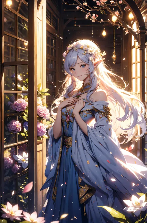 best quality ！、(  beautiful ELF   ) 1girl cute smile！smile!   House of the Elves , 、beautiful decorations、、beautiful room 、Beautiful skin with a chest circumference of 130  、 exact finger、sexy、 Beautiful chest skin ！BEAUTIFUL THIGS、beautiful legs ‼️ slende...