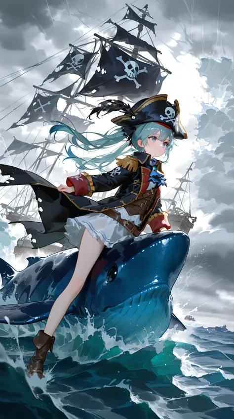 4K, 고화질,Sea sea, storm, Girl Pirate,