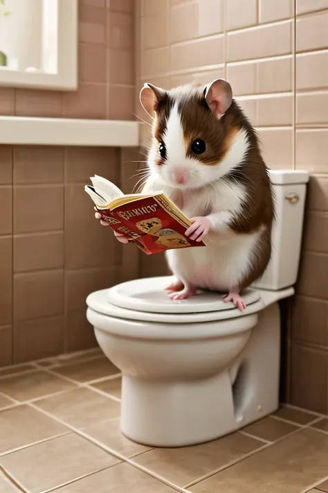 Unintentionally 「cute〜〜!」I'm reading、make a charming and cute image。
Oil Enamel。
A hamster with a shiny coat is reading、Relax and sit on the toilet bowl。
大きな目でcute。
Human-like facial expression。
Head slightly larger than body 。
Short Handed Feet 。
Plea...
