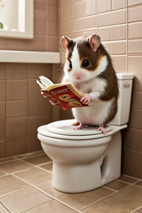 Unintentionally 「cute〜〜!」I'm reading、make a charming and cute image。
Oil Enamel。
A hamster with a shiny coat is reading、Relax and sit on the toilet bowl。
大きな目でcute。
Human-like facial expression。
Head slightly larger than body 。
Short Handed Feet 。
Plea...