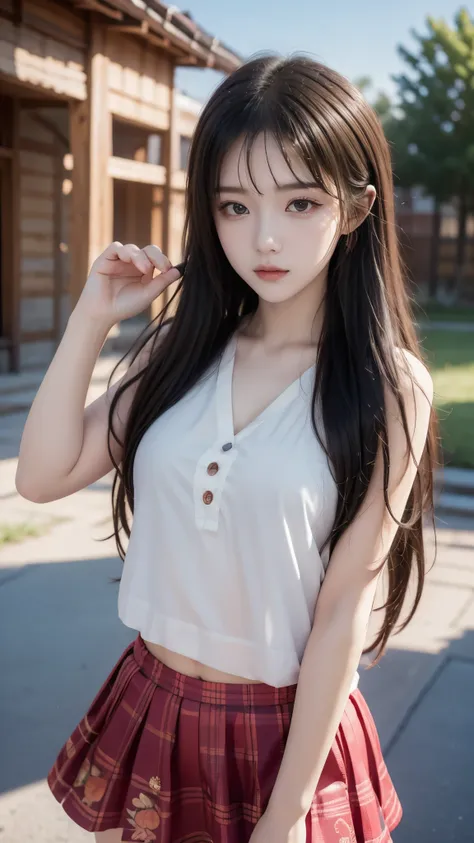 1 girl, (((elementary school student))), schools, has standing nipples, Flat chest, very young, Nice Outfit, Roll up your miniskirt and show off your cute underwear, nsfw, ((Russian girls)), (more:1.3, perfect right hand:1.3), (best quality, Max Video Qual...