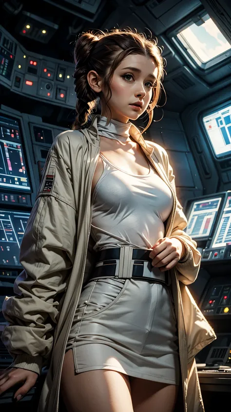 STAR WARS Anime Girl Princess Leia Organa in a loose fitting white jacket