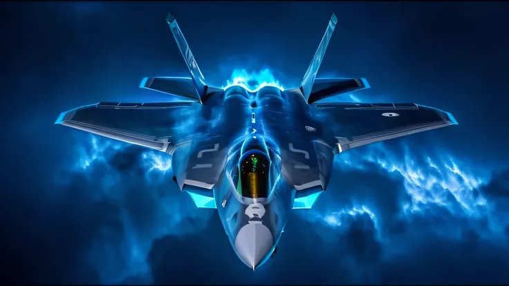 arafed fighter jet flying through a cloudy sky with blue lights, 5th gen fighter, hight focus f - 2 2, fighter jet, jet fighter background, jet fighter, f22 crisp focus, f / 2 2, f/22, f22, f 2 2, f-22, us airforce, f 3 5 fighter