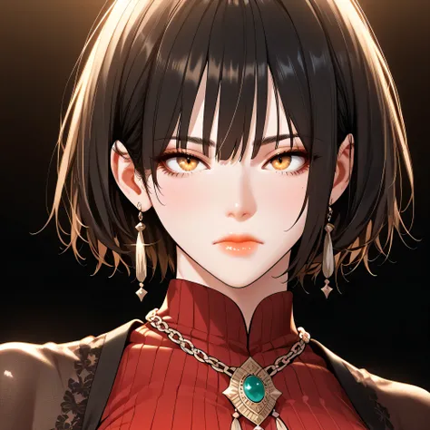  skor_9,  skor_8_up,  skor_7_up,  skor_6_up,  skor_5_up,  skor_4_up,  source_Anime .black hair,short hair,Textured Skin, Large breasts, white background, Closed Mouth, 