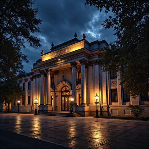  Night view of the Turkish Ankara faculty of fine arts and music Realistic lighting, highly detailed, cinematic style."


---


