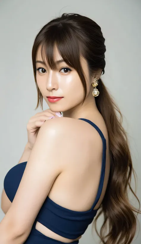   HD, 4K, 8k, 16k、1 woman、Ultra High Resolution、leaning back upper body、stretches her chest 、((anatomically correct))、camera angle from the front、(((front view)))、Beautiful Hair、accurate anatomy of a dark night、ultra HD hair、Ultra-high definそれion beauty fa...