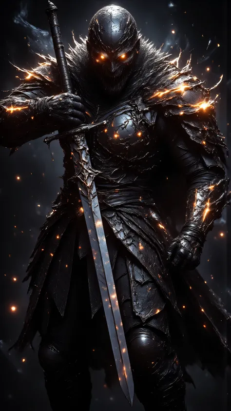 ((Picture of a Viking warrior wearing leather armor and the Venom Symbiote)), wilding a great sword Excalibur, ((Dark Souls style Artorias of the abyss Armor)), in a modern battlefield, (Portrait of a better masterpiece:1.5)0.9], (Space and Viking armor:1....